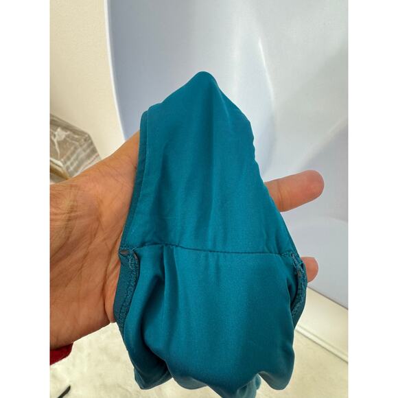 Trina Turk Off Shoulder Ruffle One Piece Swimsuit Teal Blue Size 6 - Picture 4 of 7